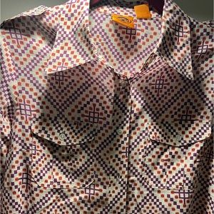 Size 12 printed button up top from Tory Burch
